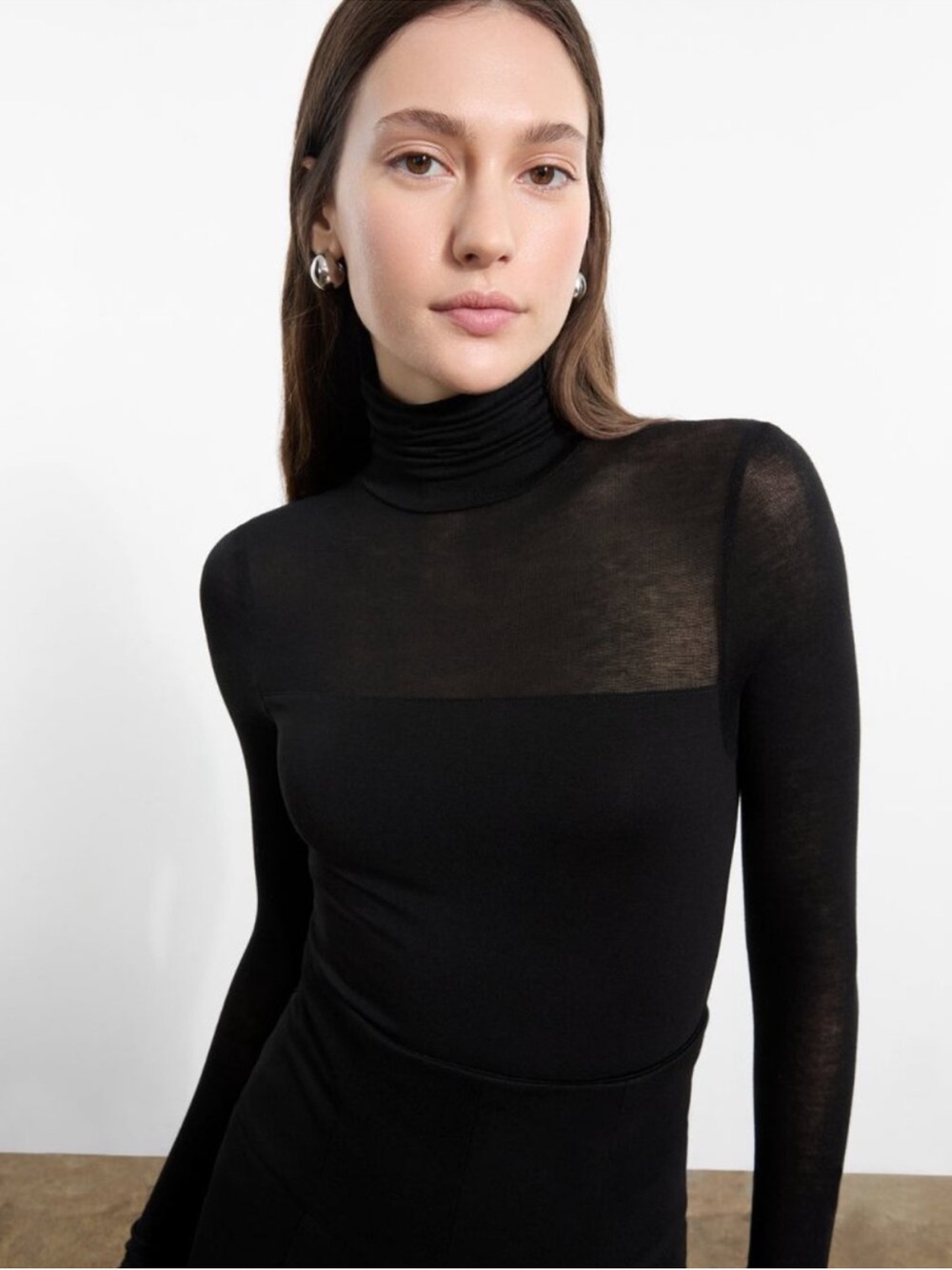 Marcella Sheer Yoke Turtleneck top